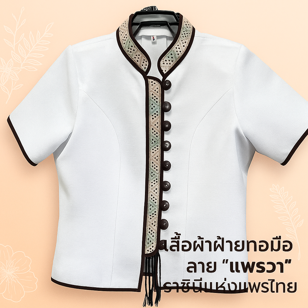 เสื้อผ้าฝ้ายทอมือแขนสั้น ลายแพรวา | งานฝีมือจากชุมชน